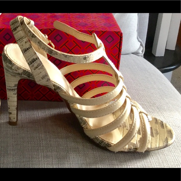 TORY BURCH CHARLENE Caged 100mm Sandal Pump in NAT/LIZ 8 - Picture 2 of 5